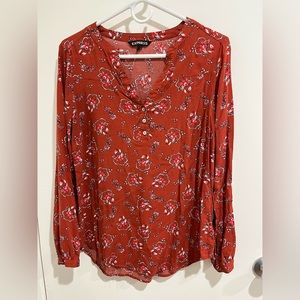 3/$15 Express Orange White Black Soft Henley Shirt Size Small.    B1